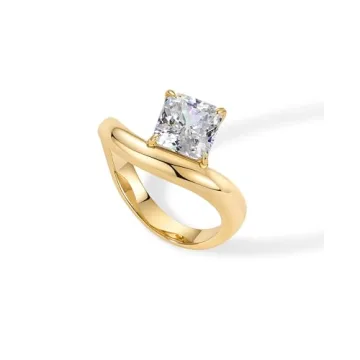 PAVOI Yellow Gold Cubic Zirconia Engagement Ring for Women