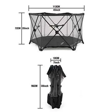 Pamo Babe Portable Baby Playpen, Outdoor Playard Playpen for Babies Indoor and Outdoor Use, Easy and Compact Fold with Carrying Case (Grey)