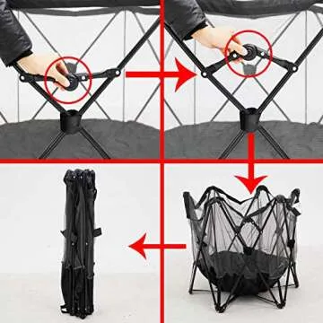 Pamo Babe Portable Baby Playpen, Outdoor Playard Playpen for Babies Indoor and Outdoor Use, Easy and Compact Fold with Carrying Case (Grey)