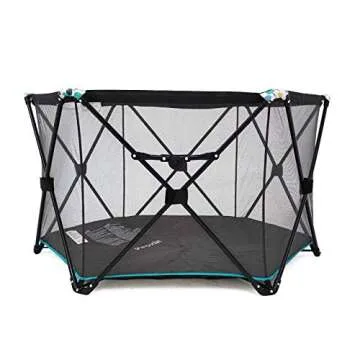 Pamo Babe Portable Baby Playpen, Outdoor Playard Playpen for Babies Indoor and Outdoor Use, Easy and Compact Fold with Carrying Case (Grey)