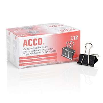 ACCO Binder Clips, Medium, Black, 12 per Box, 2 Boxes (72062)