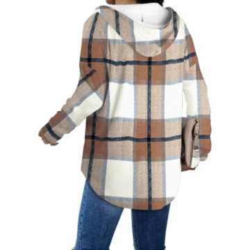 Long Sleeve Shirts for Womens Tops Fall 2024 Trendy Ladies Sweaters Tunics Halloween Sweatshirt Comfort Hoodies for Anxiety Brown Plaid XL