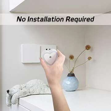 maxin LED Night Light Lamp with Smart Auto ON/Off Sensor Set of 4, 0.5W Plug-in LED Wall Night Light Lamp for Bedroom, Bathroom, Hallway, Stairways, Or Any Dark Room Soft Brightness.(Heart-Shaped)