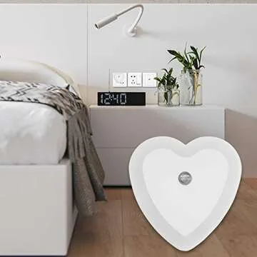 maxin LED Night Light Lamp with Smart Auto ON/Off Sensor Set of 4, 0.5W Plug-in LED Wall Night Light Lamp for Bedroom, Bathroom, Hallway, Stairways, Or Any Dark Room Soft Brightness.(Heart-Shaped)