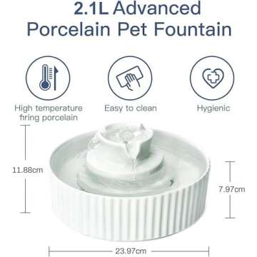 VinDox 360 Ceramic Cat Fountain | Elegant Pet Water Dispenser