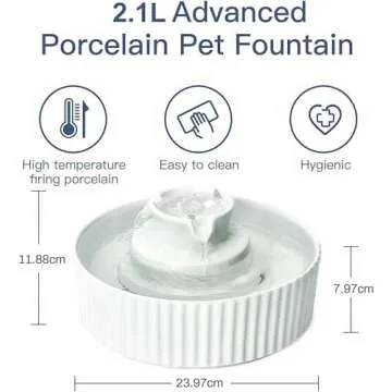 VinDox 360 Ceramic Cat Fountain | Elegant Pet Water Dispenser