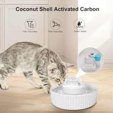 VinDox 360 Ceramic Cat Fountain | Elegant Pet Water Dispenser