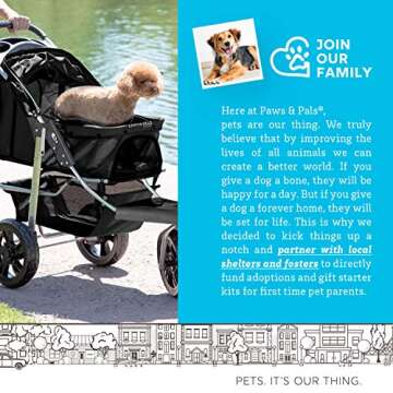 Paws & Pals Deluxe 3-Wheel Pet Stroller for Dogs
