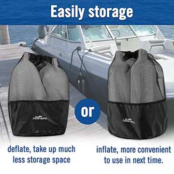 Affordura Boat Fender 4 Pack Boat Bumpers Fenders with 4 Ropes, Boat Bumpers for Pontoon Boat Fenders Inflatable (Black, 5.5 inch)