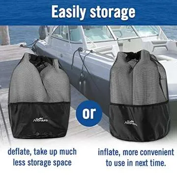 Affordura Boat Fender 4 Pack Boat Bumpers Fenders with 4 Ropes, Boat Bumpers for Pontoon Boat Fenders Inflatable (Black, 5.5 inch)