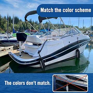 Affordura Boat Fender 4 Pack Boat Bumpers Fenders with 4 Ropes, Boat Bumpers for Pontoon Boat Fenders Inflatable (Black, 5.5 inch)