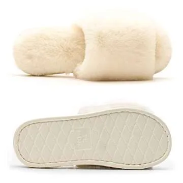 Cozy Women's Cross Band Plush Fleece Slippers