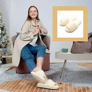Cozy Women's Cross Band Plush Fleece Slippers