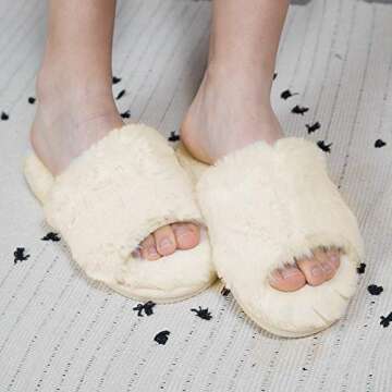 Cozy Women's Cross Band Plush Fleece Slippers
