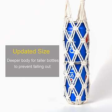 Eiyye Water Bottle Strap Crochet Bottle Bag Handmade Water Bottle Carrier Boho Wine Bottle Carrier For Hiking/Cycling/Fitness (29.5in)