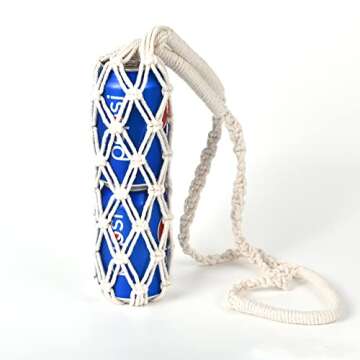 Eiyye Water Bottle Strap Crochet Bottle Bag Handmade Water Bottle Carrier Boho Wine Bottle Carrier For Hiking/Cycling/Fitness (29.5in)