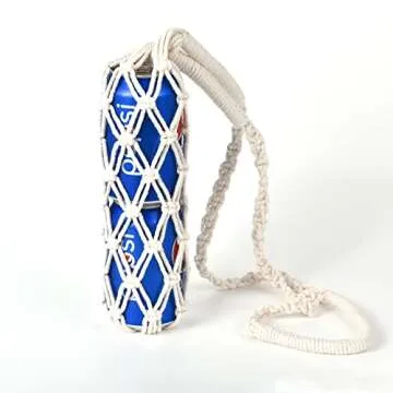 Eiyye Water Bottle Strap Crochet Bottle Bag Handmade Water Bottle Carrier Boho Wine Bottle Carrier For Hiking/Cycling/Fitness (29.5in)