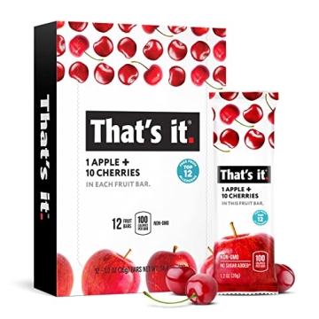 That's it. Apple + Cherry 100% Natural Real Fruit Bar, Best High Fiber Vegan, Gluten Free Healthy Sn...