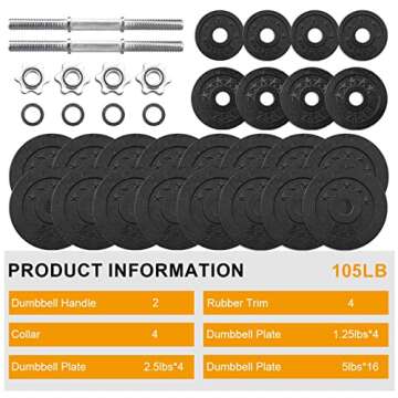 Unipack Adjustable Dumbbell Set - 105lbs Cast Iron