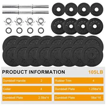 Unipack Adjustable Dumbbell Set - 105lbs Cast Iron