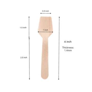 Gmark 4" Mini Wooden Spoons Pack of 100, Disposable Square End Tasting Spoon, Sampling Yogurt Spoon Ice Cream Spoon, Biodegradable Compostable Birchwood GM1101A
