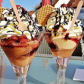 Gmark 4" Mini Wooden Spoons Pack of 100, Disposable Square End Tasting Spoon, Sampling Yogurt Spoon Ice Cream Spoon, Biodegradable Compostable Birchwood GM1101A