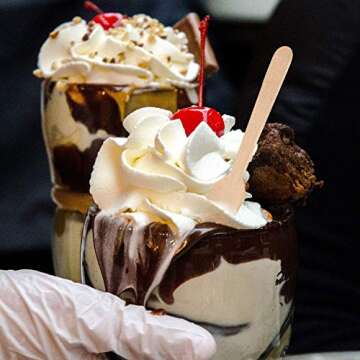 Gmark 4" Mini Wooden Spoons Pack of 100, Disposable Square End Tasting Spoon, Sampling Yogurt Spoon Ice Cream Spoon, Biodegradable Compostable Birchwood GM1101A