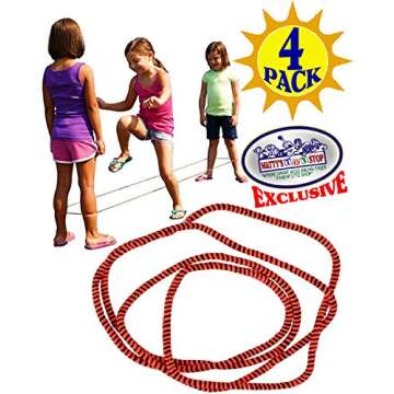 Deluxe Chinese Jump Rope Complete Gift Set Bundle with Bonus Matty's Toy Stop Storage Bag - 4 Pack