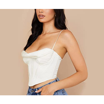 MISSACTIVER Cowl Neck Satin Bustier Crop Top for Parties