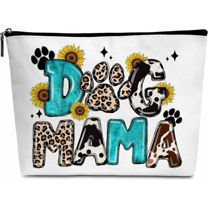 Dog Mama Cosmetic Bag for Women - Gifts for Mom