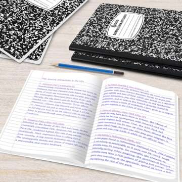 Rosmonde 50 Pack Composition Notebooks Bulk, Wide Ruled Composition Notebook, 200 Pages (100 Sheets), 9-3/4 x 7-1/2, Black Marble, Bulk School Supplies, Office Notebooks, Bulk Notebooks for School