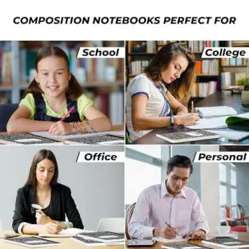 Rosmonde 50 Pack Composition Notebooks Bulk, Wide Ruled Composition Notebook, 200 Pages (100 Sheets), 9-3/4 x 7-1/2, Black Marble, Bulk School Supplies, Office Notebooks, Bulk Notebooks for School