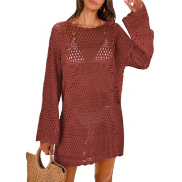Elegant ANRABESS Women Swimsuit Crochet Swim Cover Up for Beachwear 2024 Summer Vacation Outfits