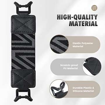 MoKo Security Hand-Strap for 6-8" Kindle eReaders Fire Tablet, Kindle/Kobo/Voyaga/Lenovo/Sony Kindle E-Book Tablet, High-Elasticity Versatile Hand Strap Lightweight Finger Grip Holder, Black