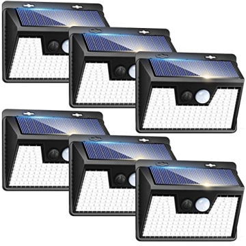 Peasur Solar Lights Outdoor Motion Sensor, 6 Pack 140 LED Solar Powered Fence Light Waterproof, 3 Mo...