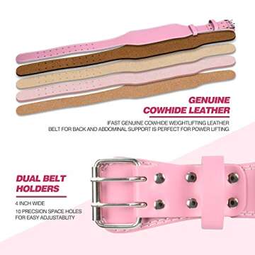 IFAST Weight Lifting Belt, Leather Weight Lifting Belt for Men and Women with 4 inch Padded Lumbar S...