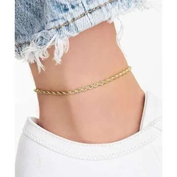 Elegant 18K Gold Plated Braided Rope Anklet for Women