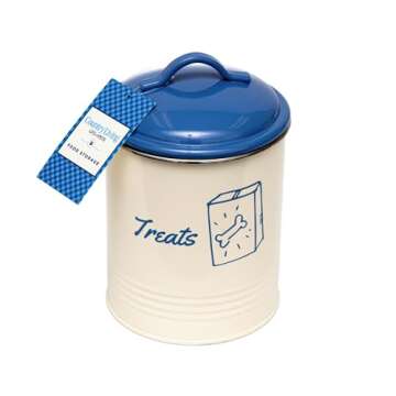 Country Living Pet Treat Storage Canisters Set of 3 - Airtight Lids for Freshness, Decorative Kitchen/Dog Room Containers for Snacks & Treat (French Blue)