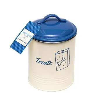 Country Living Pet Treat Storage Canisters Set of 3 - Airtight Lids for Freshness, Decorative Kitchen/Dog Room Containers for Snacks & Treat (French Blue)