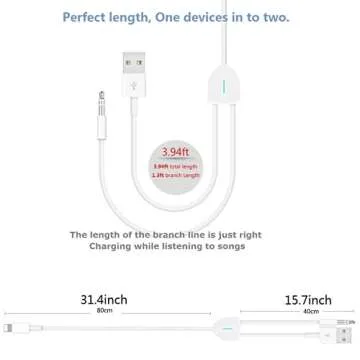 [Upgraded] Aux Cord for iPhone, Lightning to 3.5mm Aux Cord 2in1 Audio Charging Cable Compatible with iPhone 14 13 12 11 XS XR X iPad All iOS Version, Supports Car Stereo/Speakers/Headphone 3.94Ft
