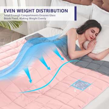 yescool Weighted Blanket for Adults (20 lbs, 80” x 87”, Pink Grey) Cooling Heavy Blanket for Sleeping Perfect for 190-210 lbs, King Size Breathable Blanket with Premium Glass Bead, Machine Washable