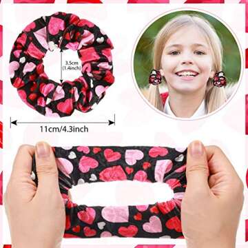 6 Romantic Velvet Valentine Hair Scrunchies Set for Women