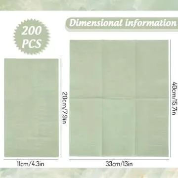 Whaline 200Pcs Sage Green Guest Napkins Wedding Party Napkin Disposable Dinner Hand Paper Napkin Tow...