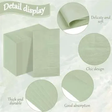 Whaline 200Pcs Sage Green Guest Napkins Wedding Party Napkin Disposable Dinner Hand Paper Napkin Towel for Bathroom Bridal Baby Shower Birthday Party Supplies Table Decor