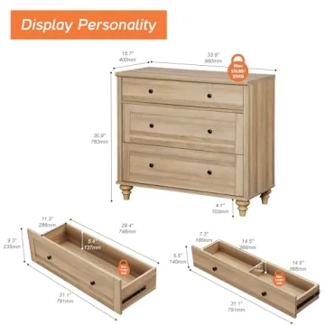 WAMPAT Baby Dresser for Bedroom with 3 Drawers