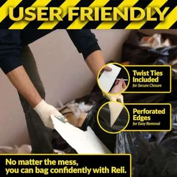 Reli. Contractor Garbage Bags 55 Gallon | 40 Trash Bags | Heavy Duty | Black Contractor