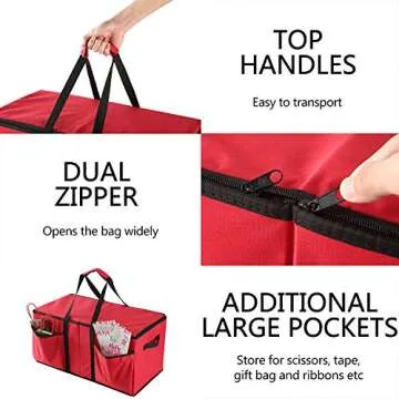 Sattiyrch Christmas Ornament Storage Box with Dual Zipper Closure - Box Contributes Slots for 128 Holiday Ornaments 3-Inch