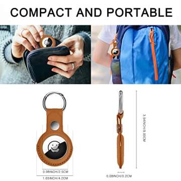 NeBuRing Leather Case Compatible with New Apple AirTag 2021, Protective Anti-Scratch Lightweight Skin Cover with Key Ring for AirTags Holder Keychain Accessories-Brown