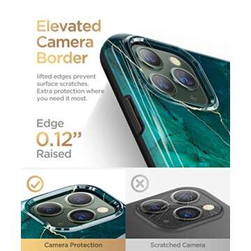 GVIEWIN Marble Slim Case for iPhone 11 Pro Max - Green/Gold