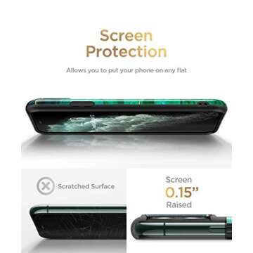 GVIEWIN Marble Slim Case for iPhone 11 Pro Max - Green/Gold